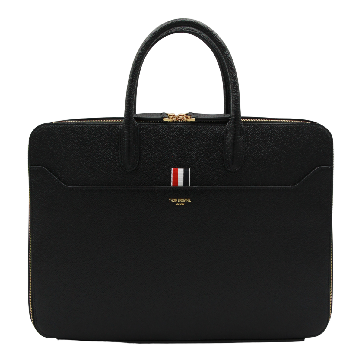 Structured Black Briefcase-Style Bag with Textured Surface