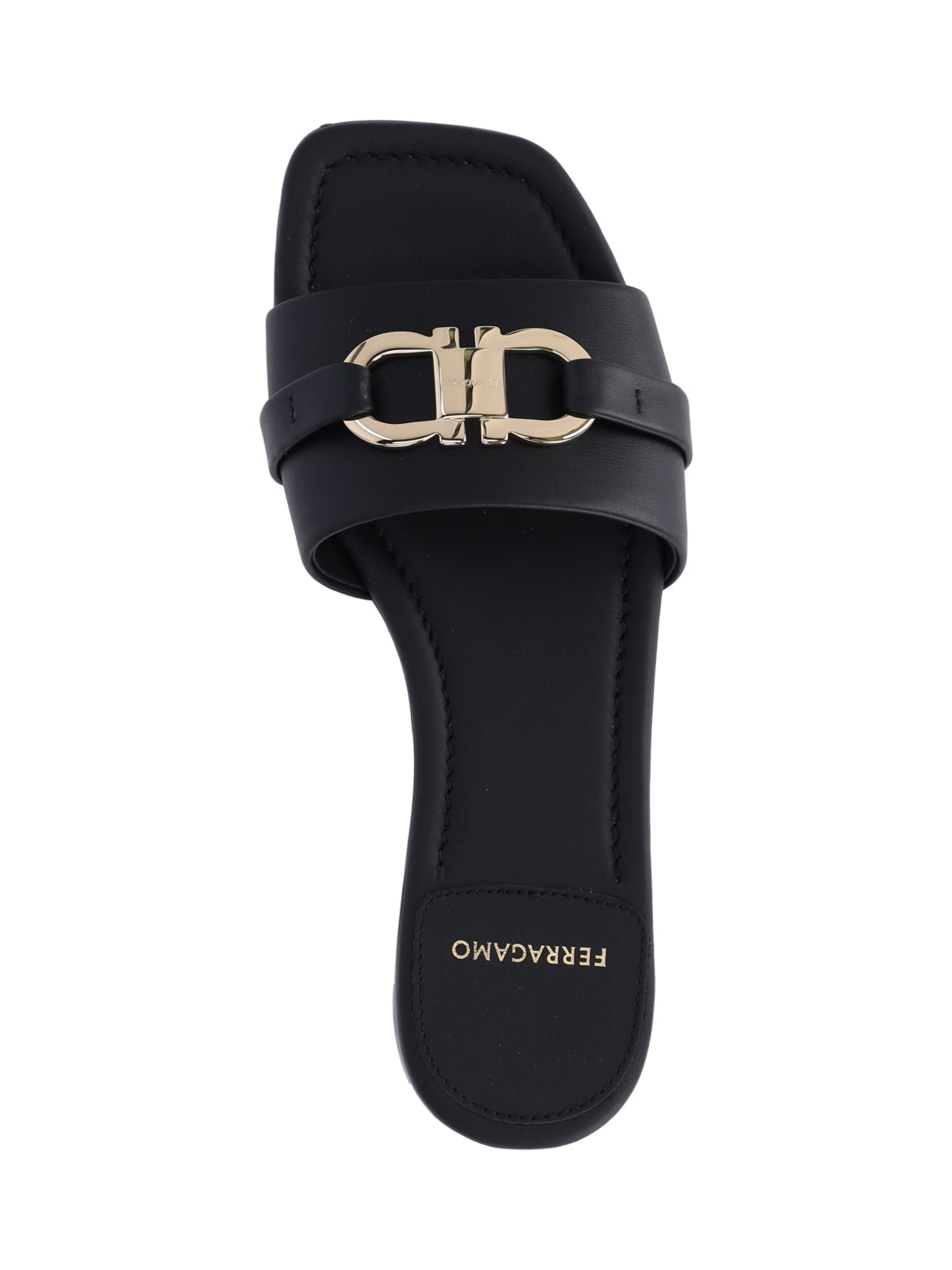 Slide Sandals with Gold-tone Metal Hardware