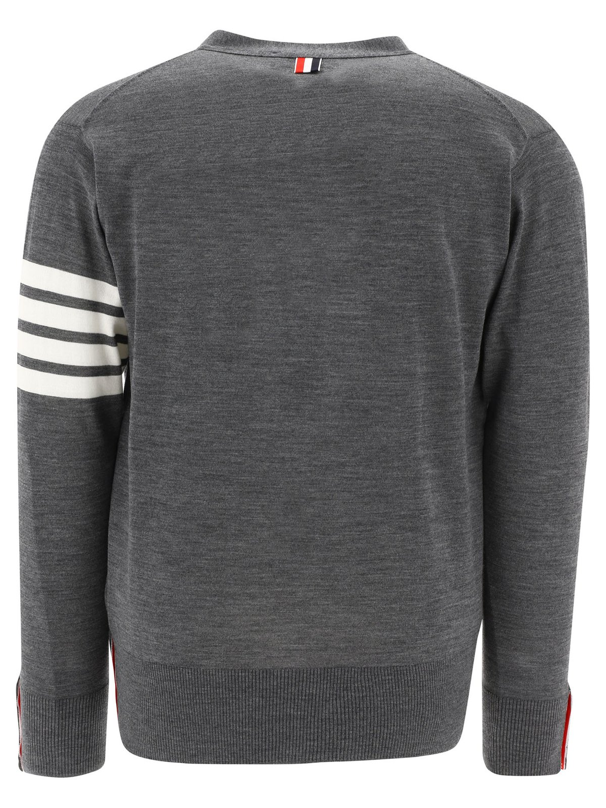 Cardigan with Deep V-Neck and Signature Stripes