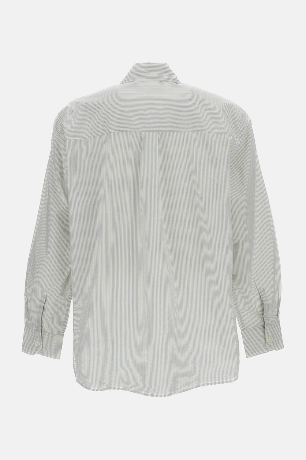 Striped White Cotton-Blend Overshirt