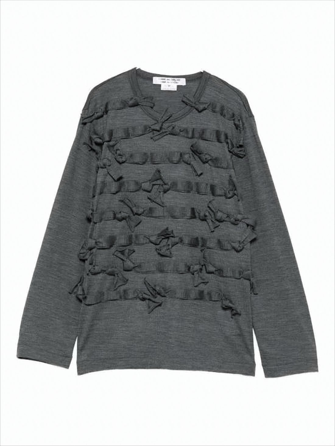Textured Wool Jersey Top with Ruffles