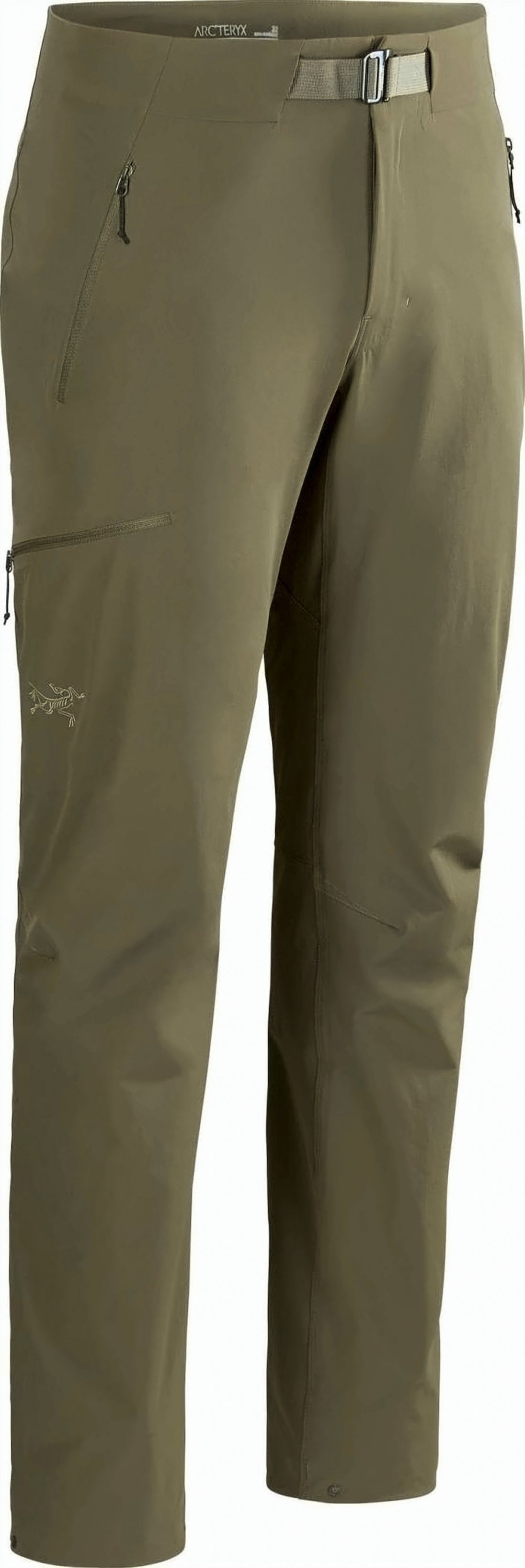 Streamlined Olive Green Casual Pants With Adjustable Belt