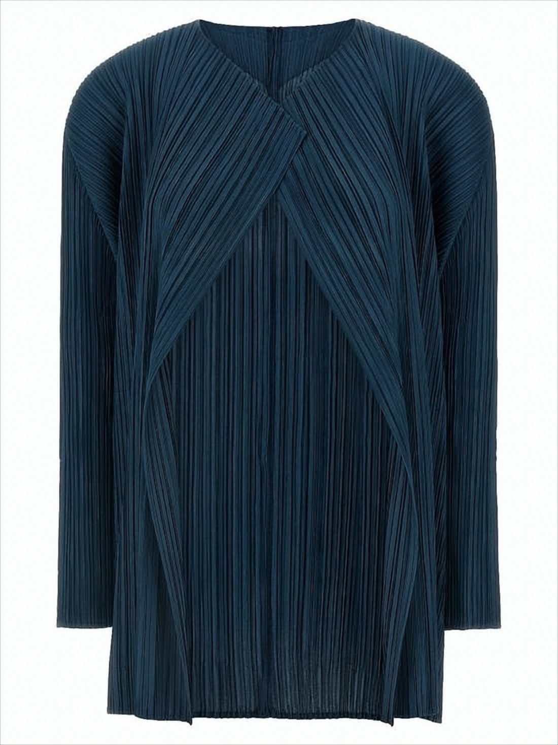 Pleated Design Open Front Cardigan