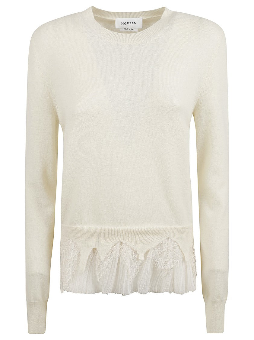 Wool-Cashmere Sweater With Lace