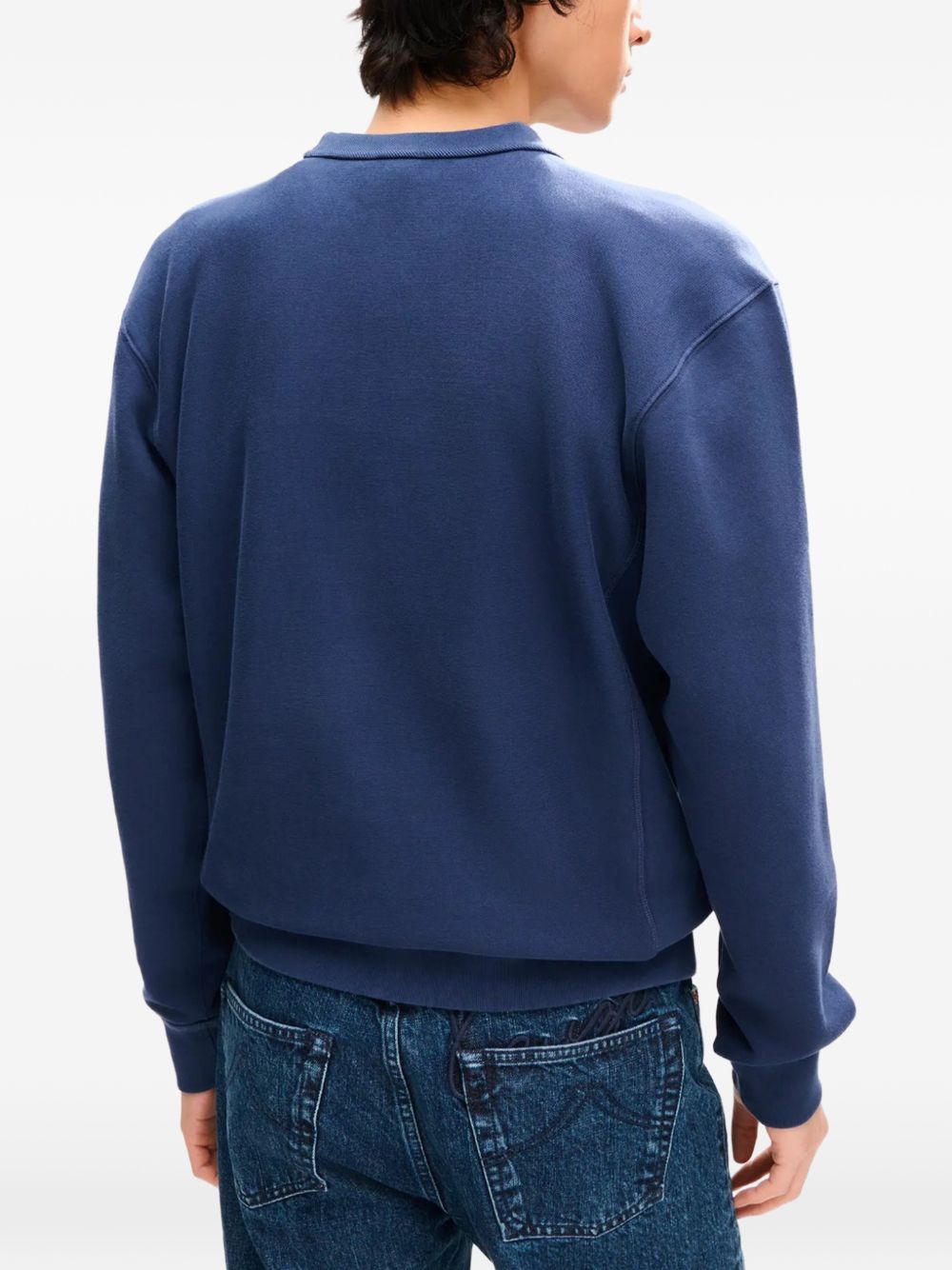 Navy Blue Embroidered Crew Neck Sweatshirt