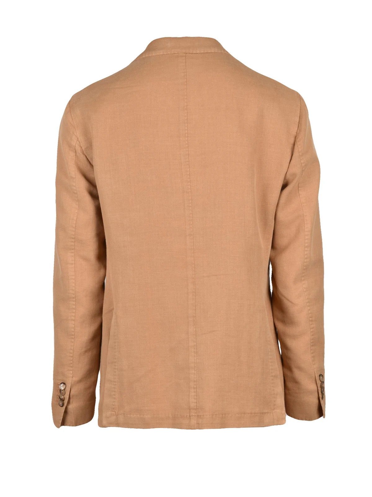 Beige Cotton Ramie Rounded Blazer Jacket