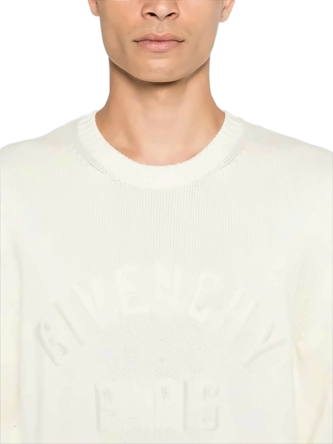 Relaxed Fit White Cotton Sweater