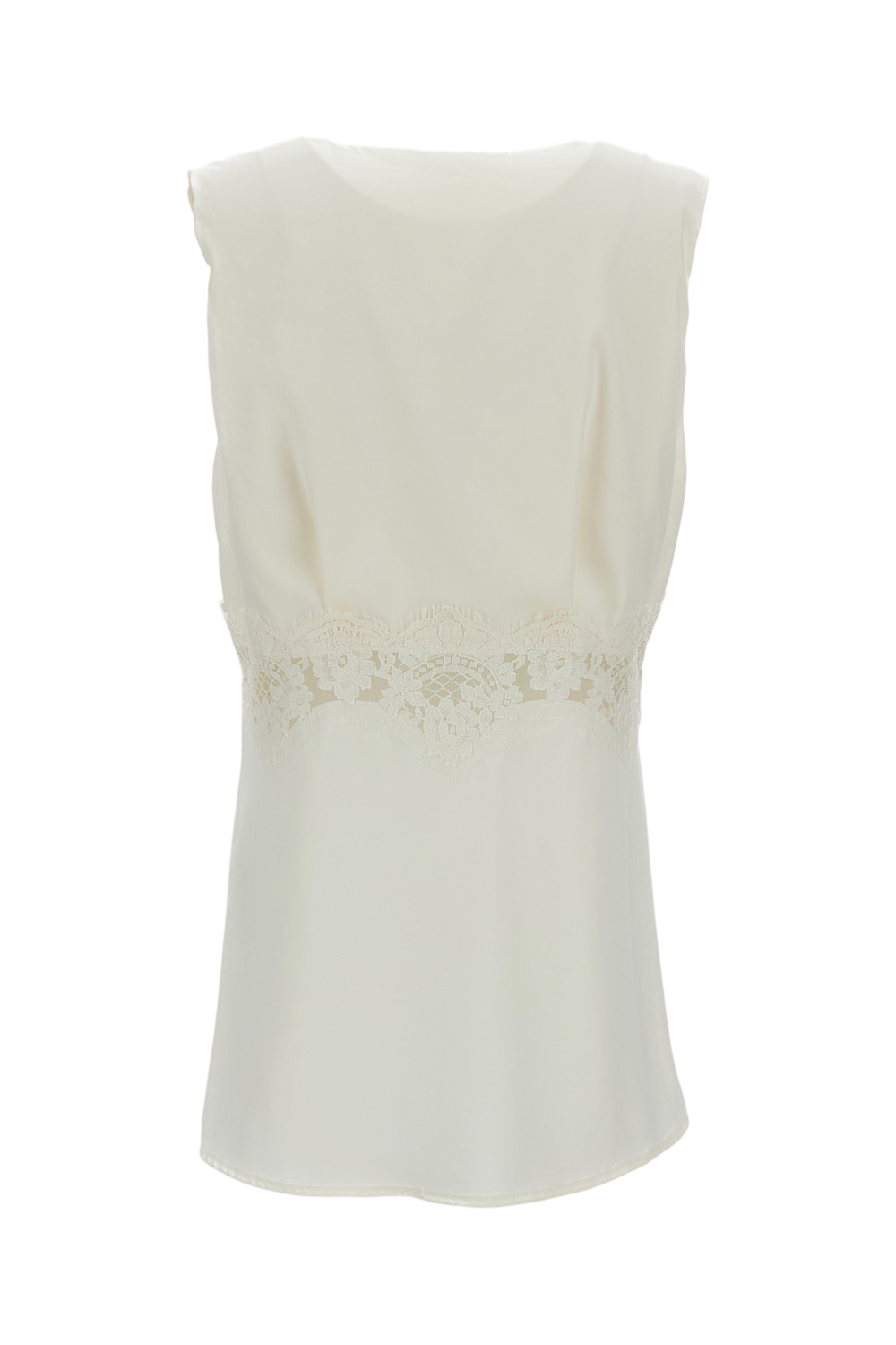 V-Neck Sleeveless Top With Lace Insert
