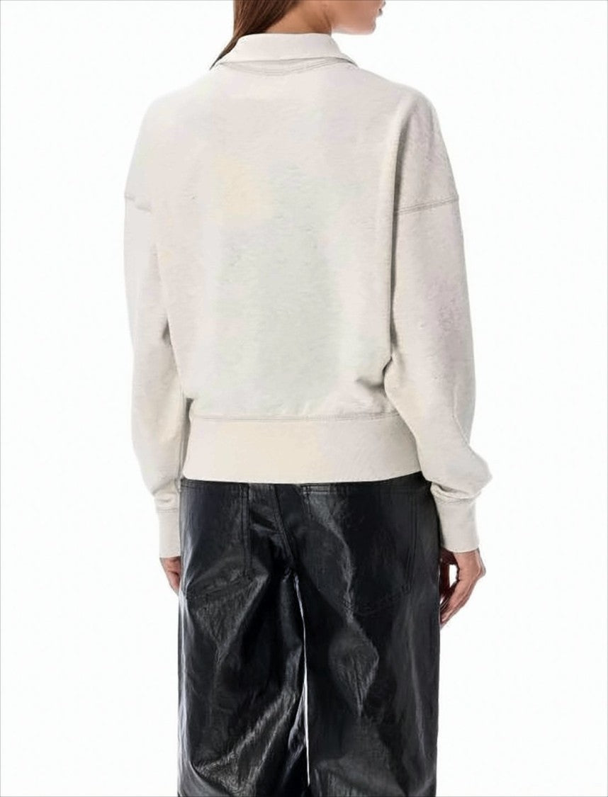 Half-Zip Long-Sleeved Pullover Top with Classic Collar