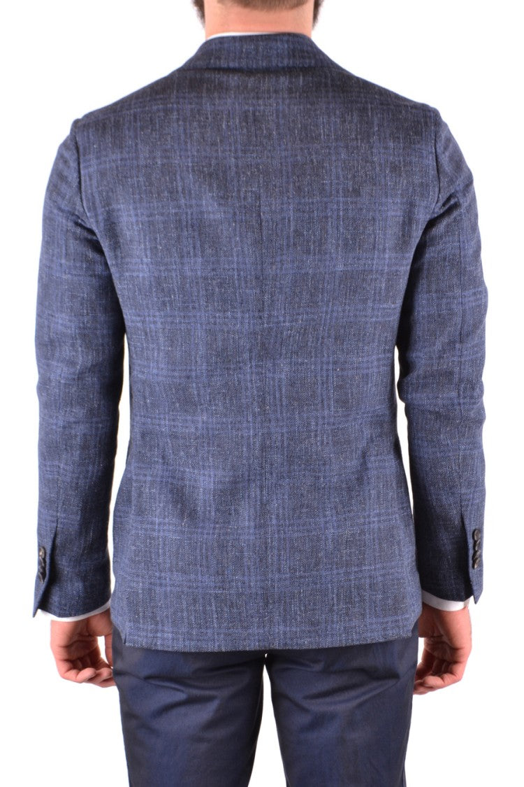 Tailored Blazer With Subtle Check Pattern