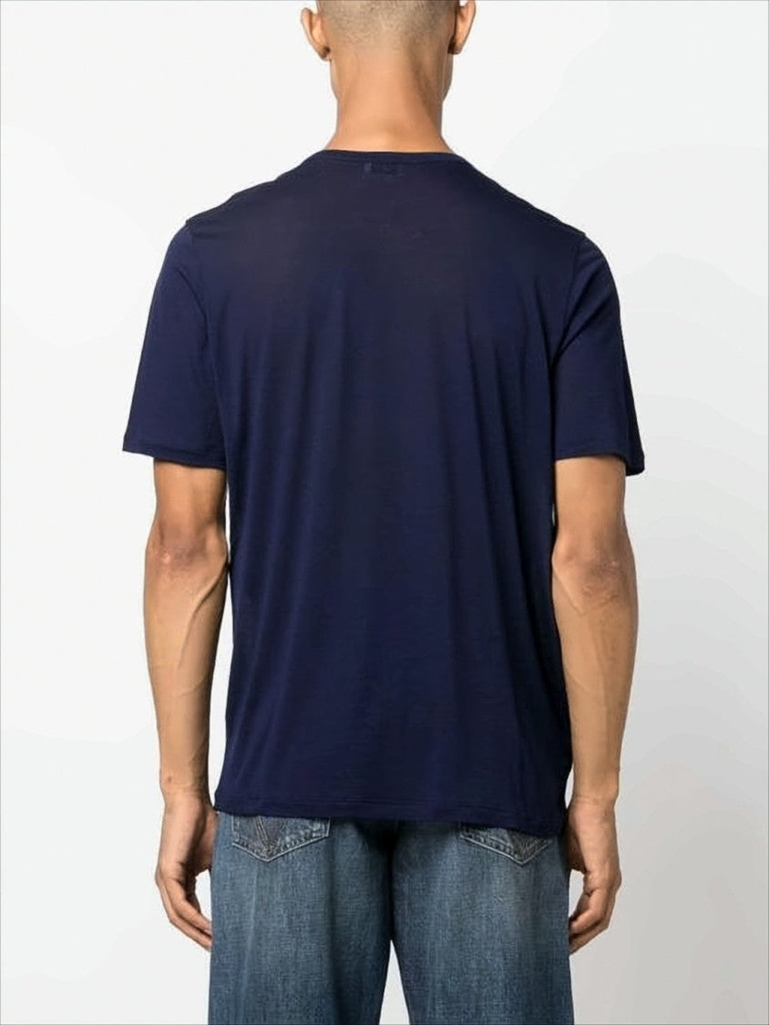 Embroidered Logo Blue Rayon T-Shirt