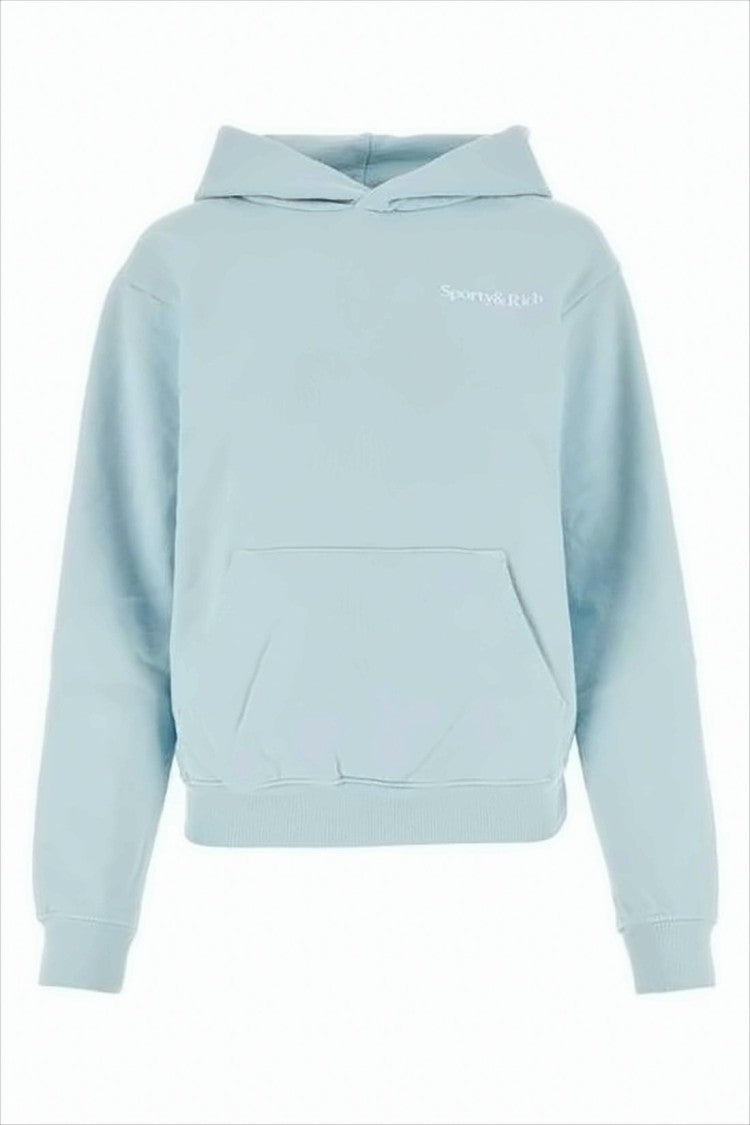 Cropped Hoodie In Soft Pastel Blue With Bold Back Slogan
