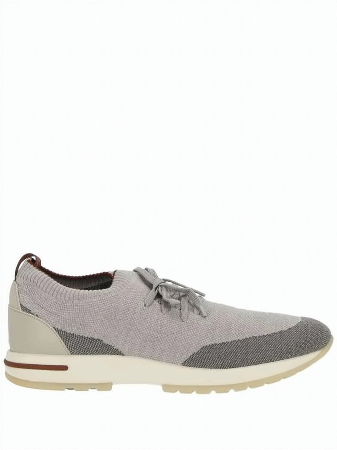 Knitted Low-Profile Sneakers with Leather Detail