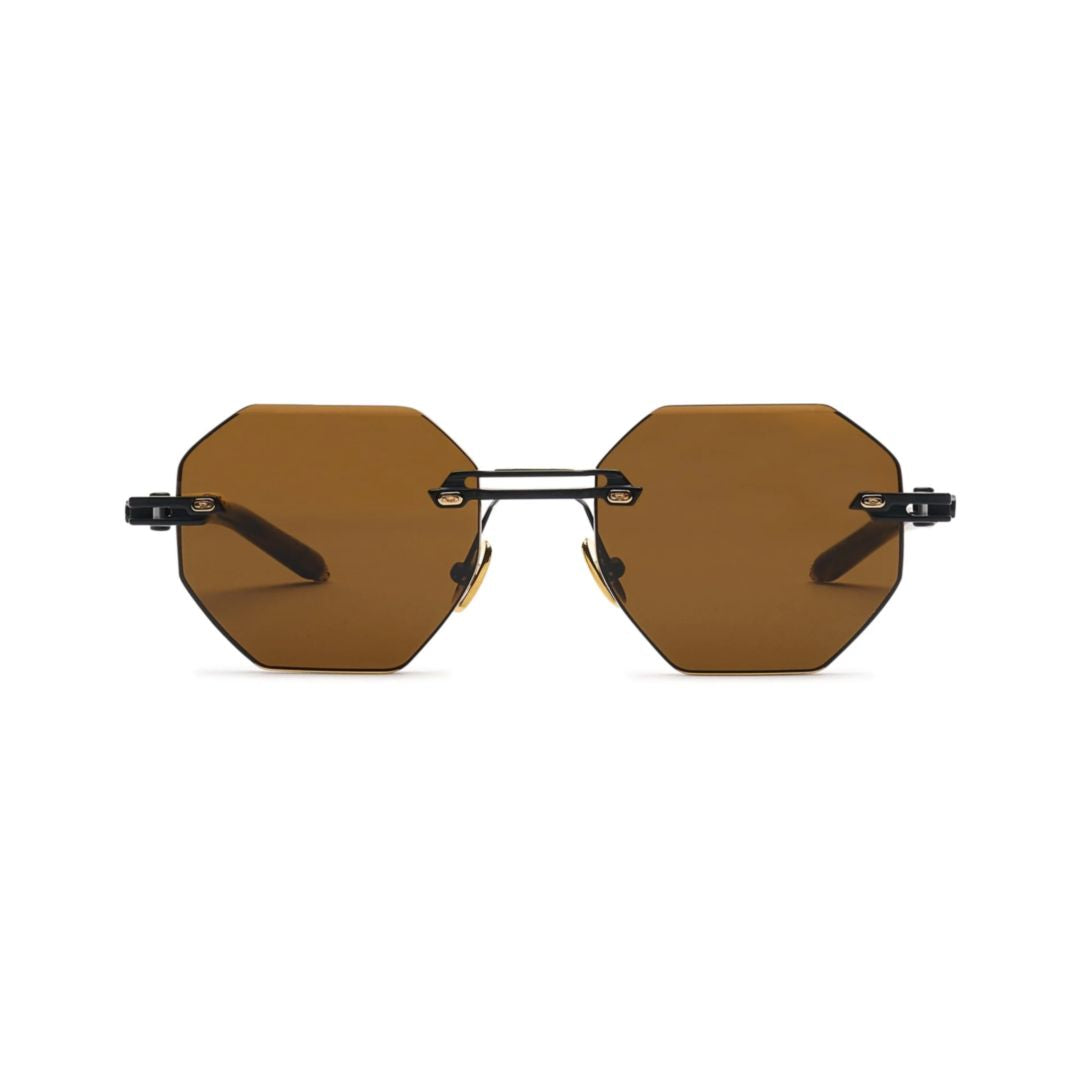Trofeo Octagonal Brown Lens Sunglasses with Metal Frame
