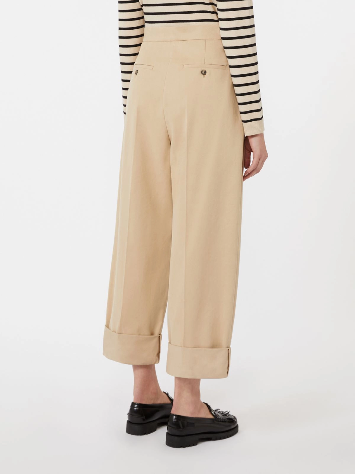 Wide-Leg Pants With Cuffed Hems