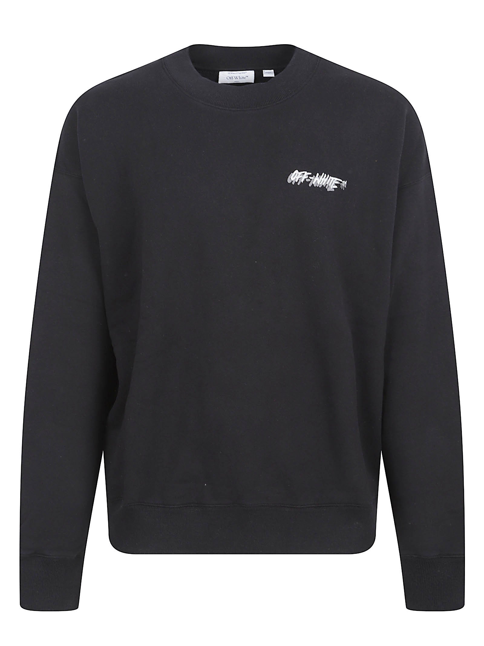 Crewneck Black Sweatshirt with Embroidered Logo