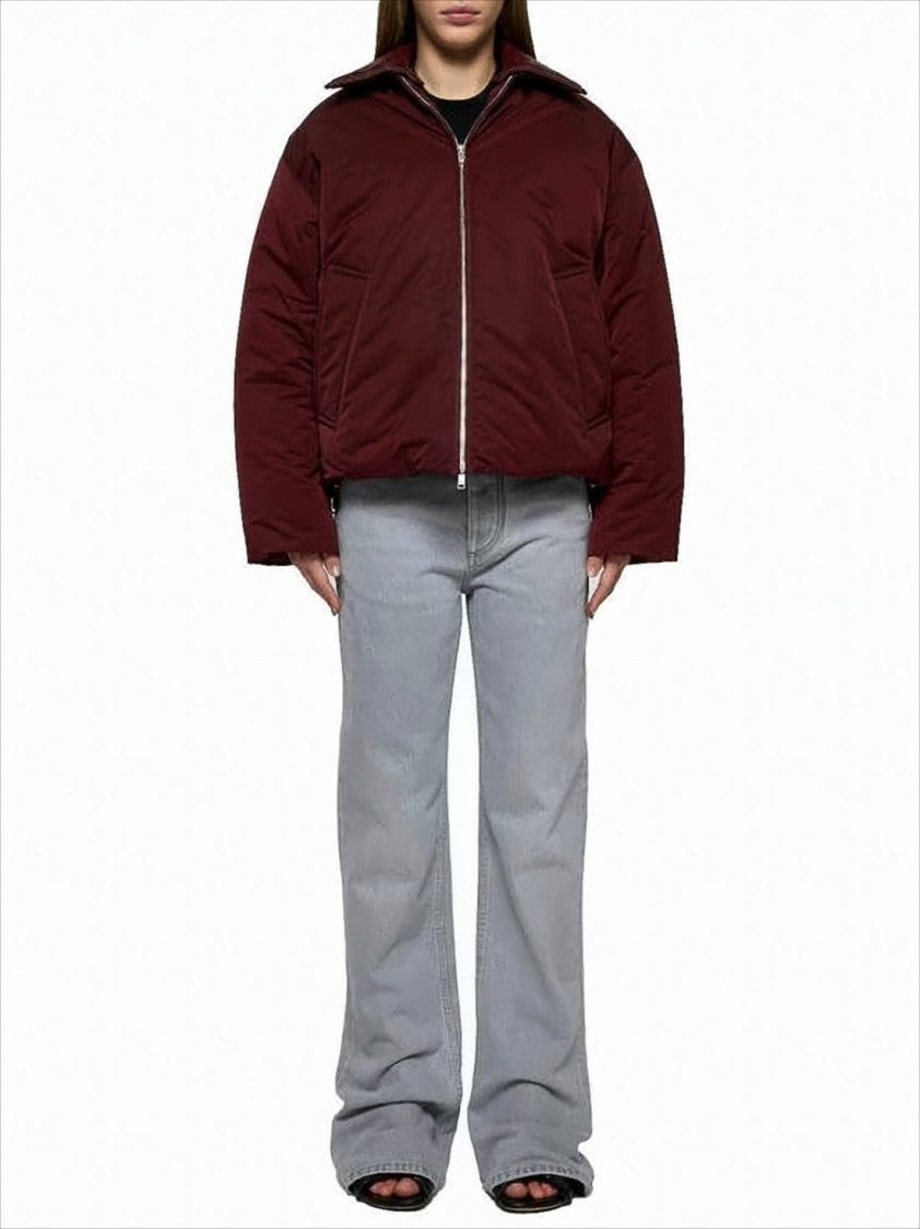 Boxy Cropped Jacket with Woven Textured Collar