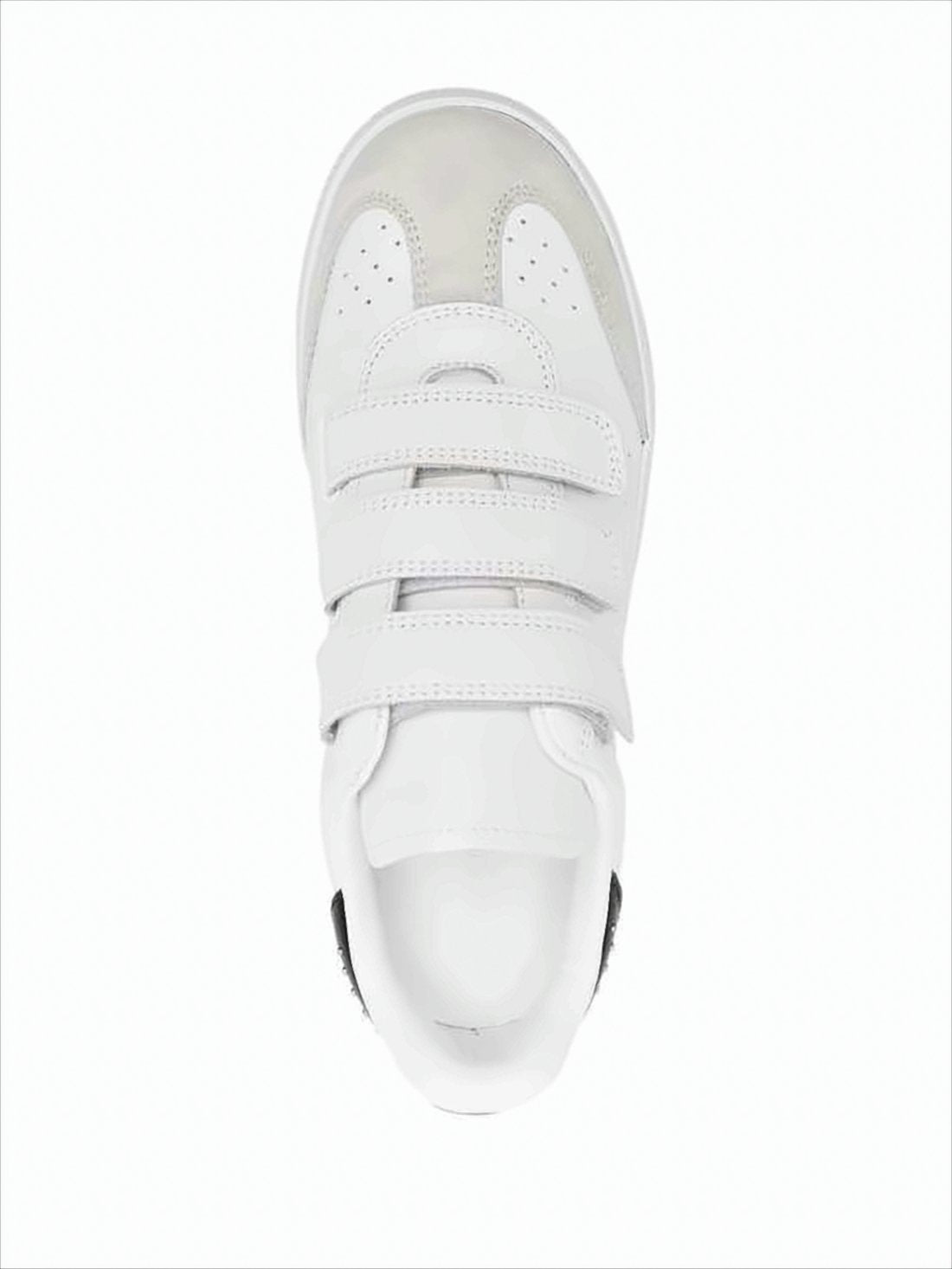 Perforated White Leather Sneakers with Velcro Straps