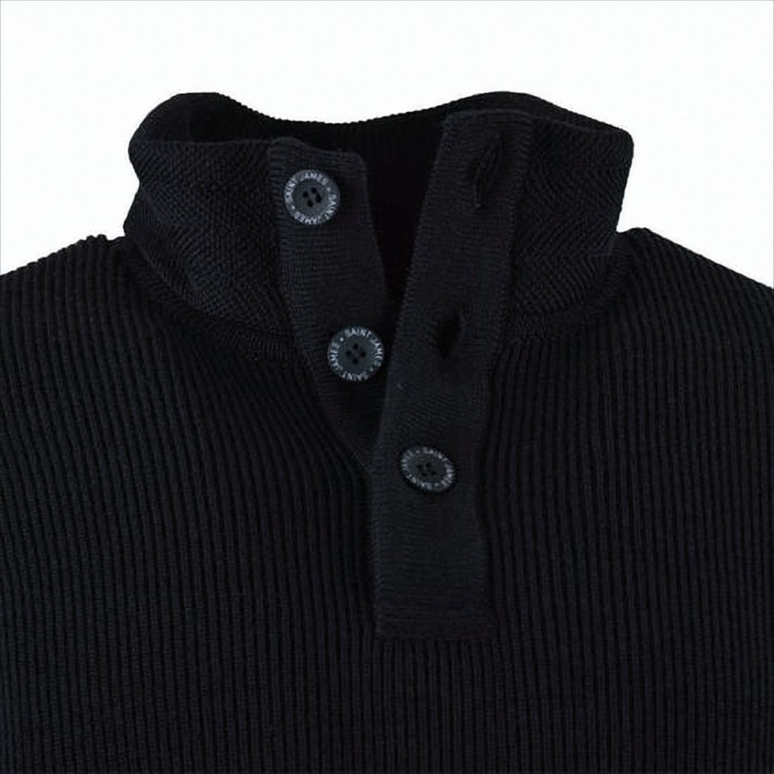 Ribbed Knit Turtleneck Sweater With High Collar And Three-Button Placket