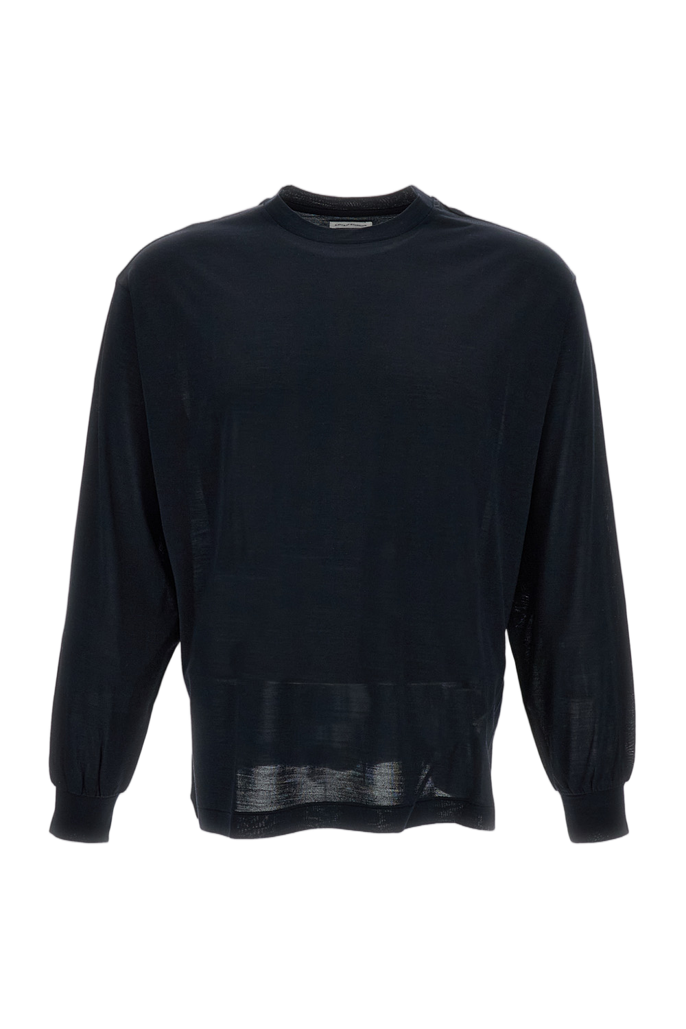 Silk Long Sleeve Crewneck T-Shirt with Boxy Fit