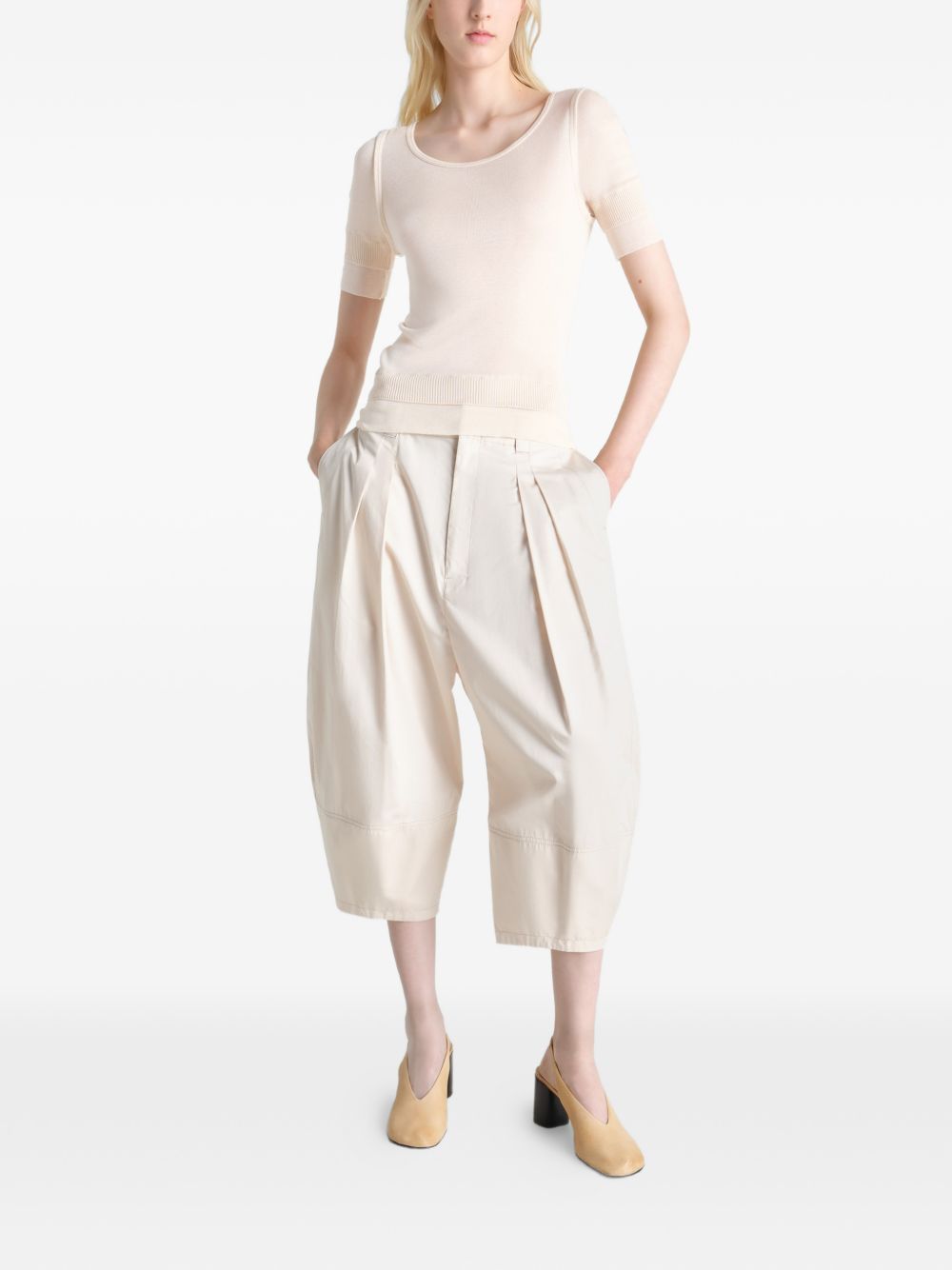 Fitted Short-Sleeved Top with Scoop Neckline