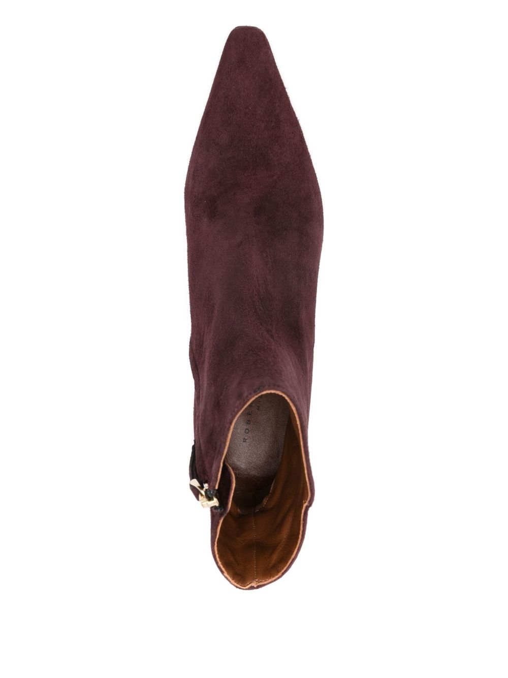 Burgundy Silk and Nylon Ankle Boots