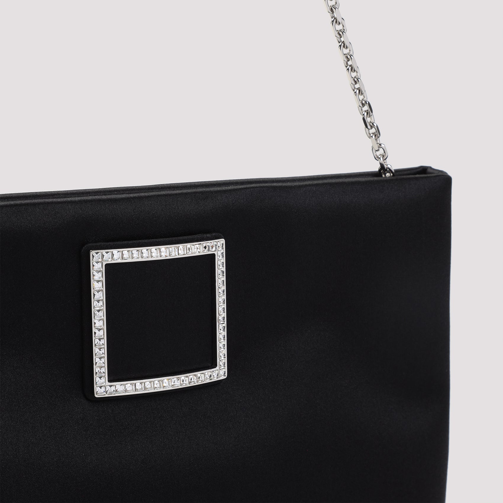 Satin and Crystal-Embellished Clutch