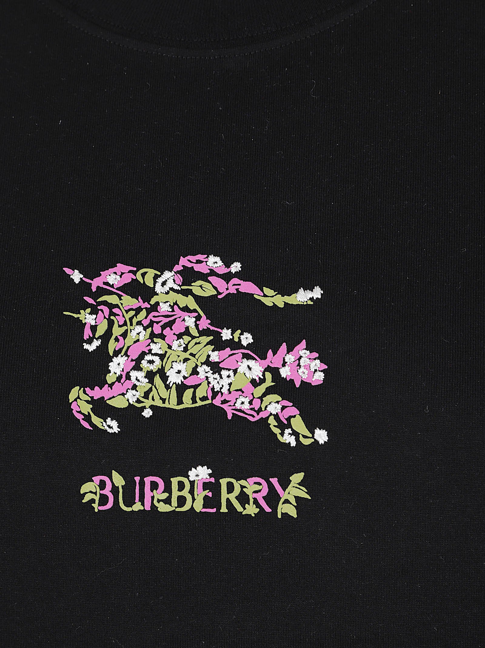Floral-Graphic Black T-Shirt with Delicate Accents