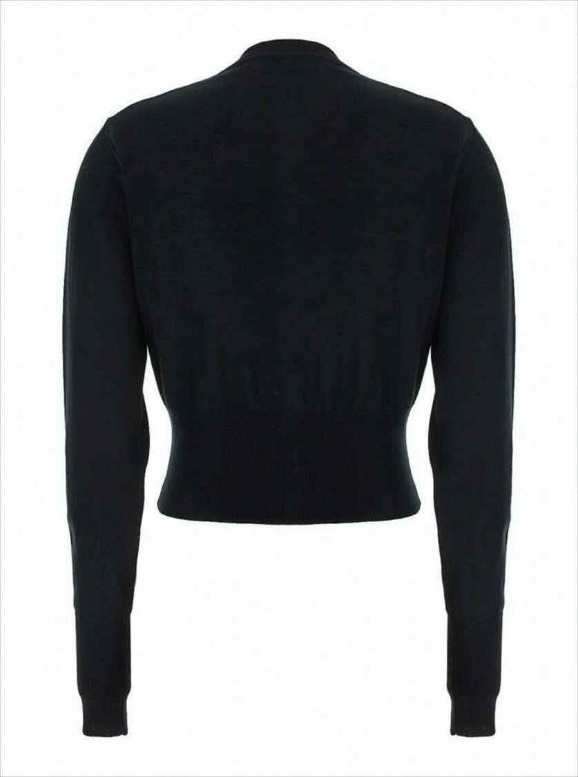 Cropped Fitted Cardigan with Round Neckline