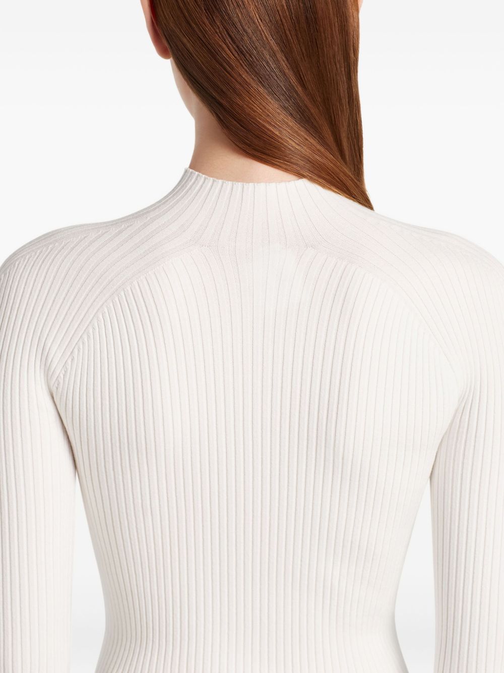 Ribbed White Long-Sleeved Top