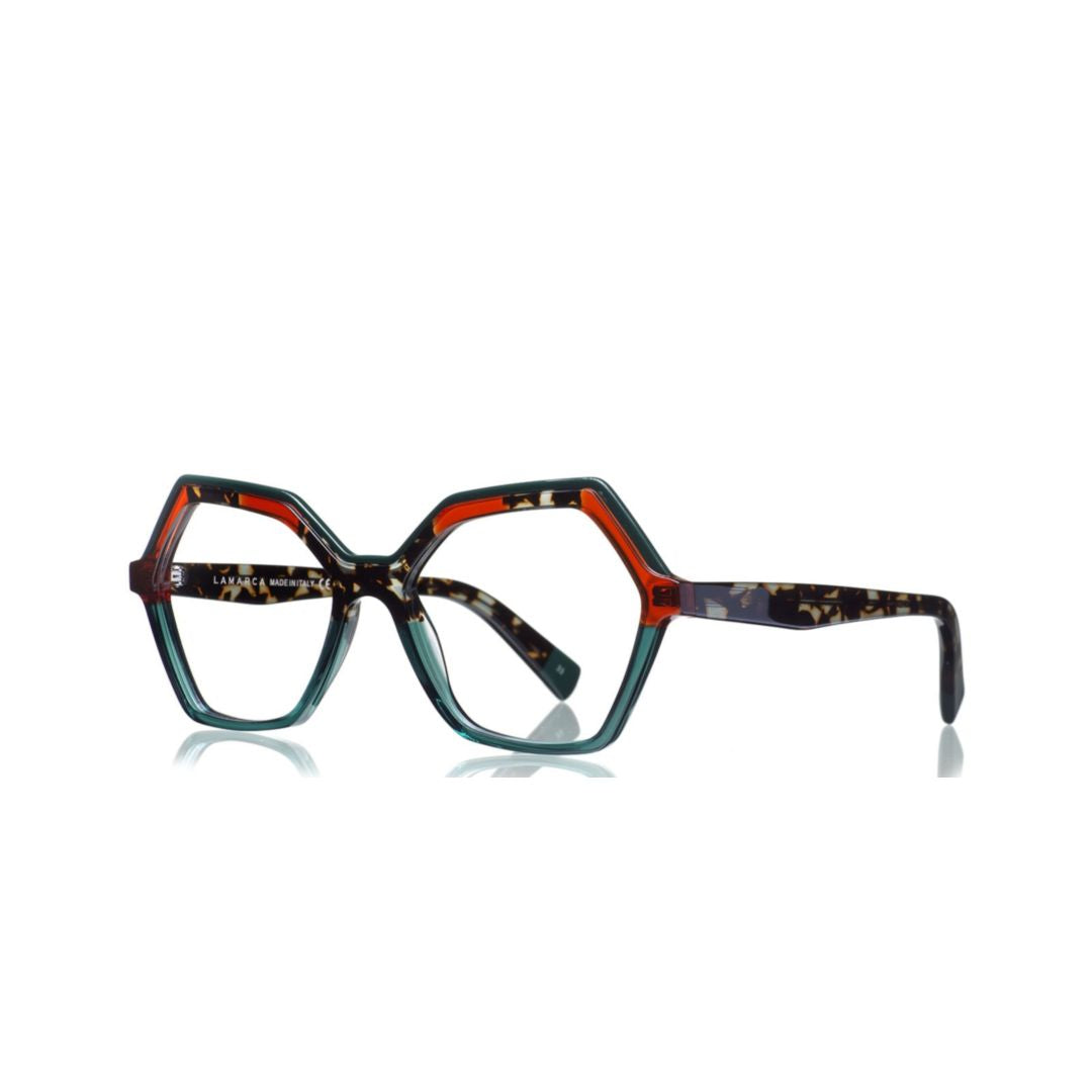 Mosaico 147 Geometric Hexagonal Acetate Sunglasses with Artistic Tortoiseshell Pattern