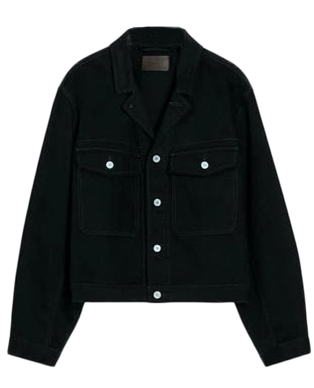 Cropped Denim Jacket with Classic Collar