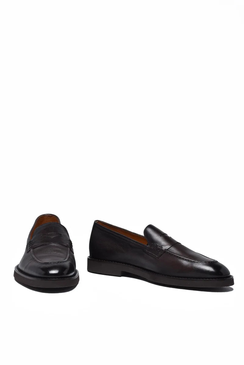 Leather Rubber Loafers - Brown