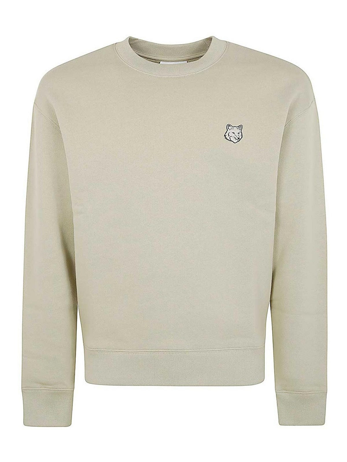 Crewneck Sweatshirt With Embroidered Fox Emblem