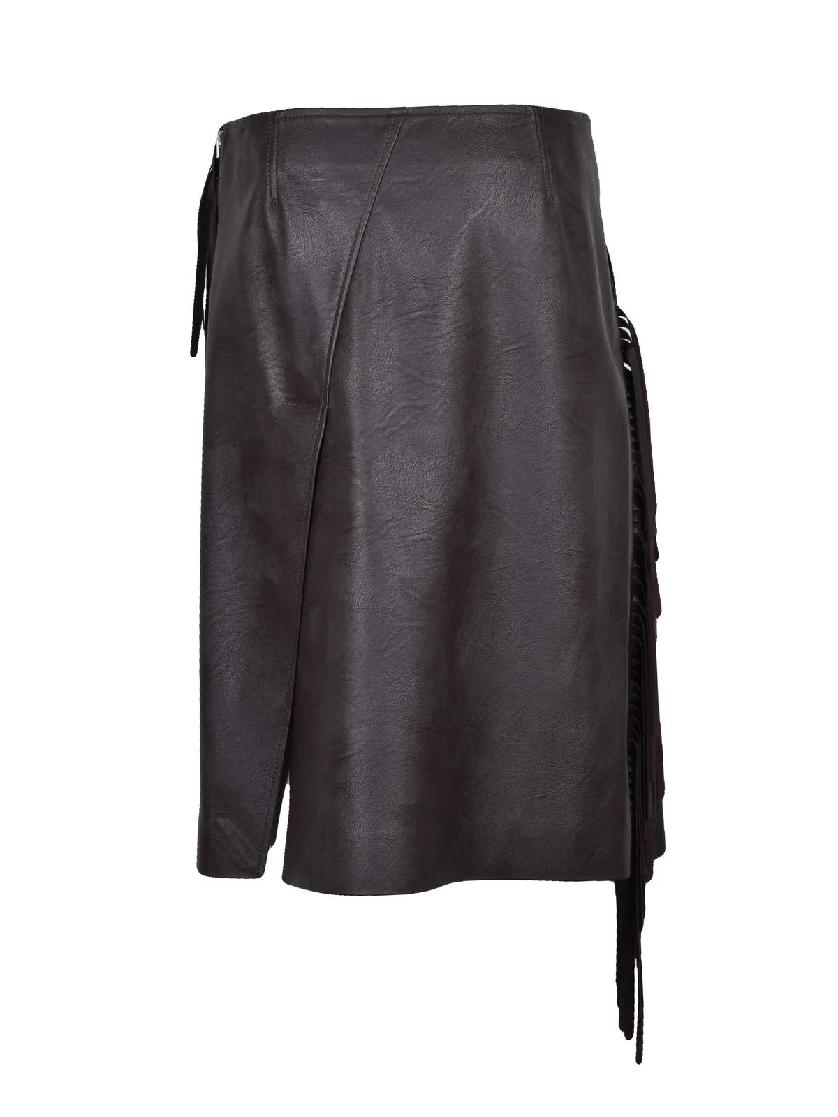 Brown Polyester Viscose Women's Faux Leather Skirt
