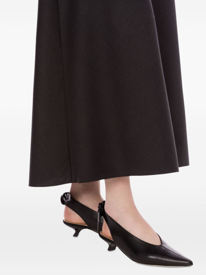 High-Waisted Midi Skirt in Structured Fabric