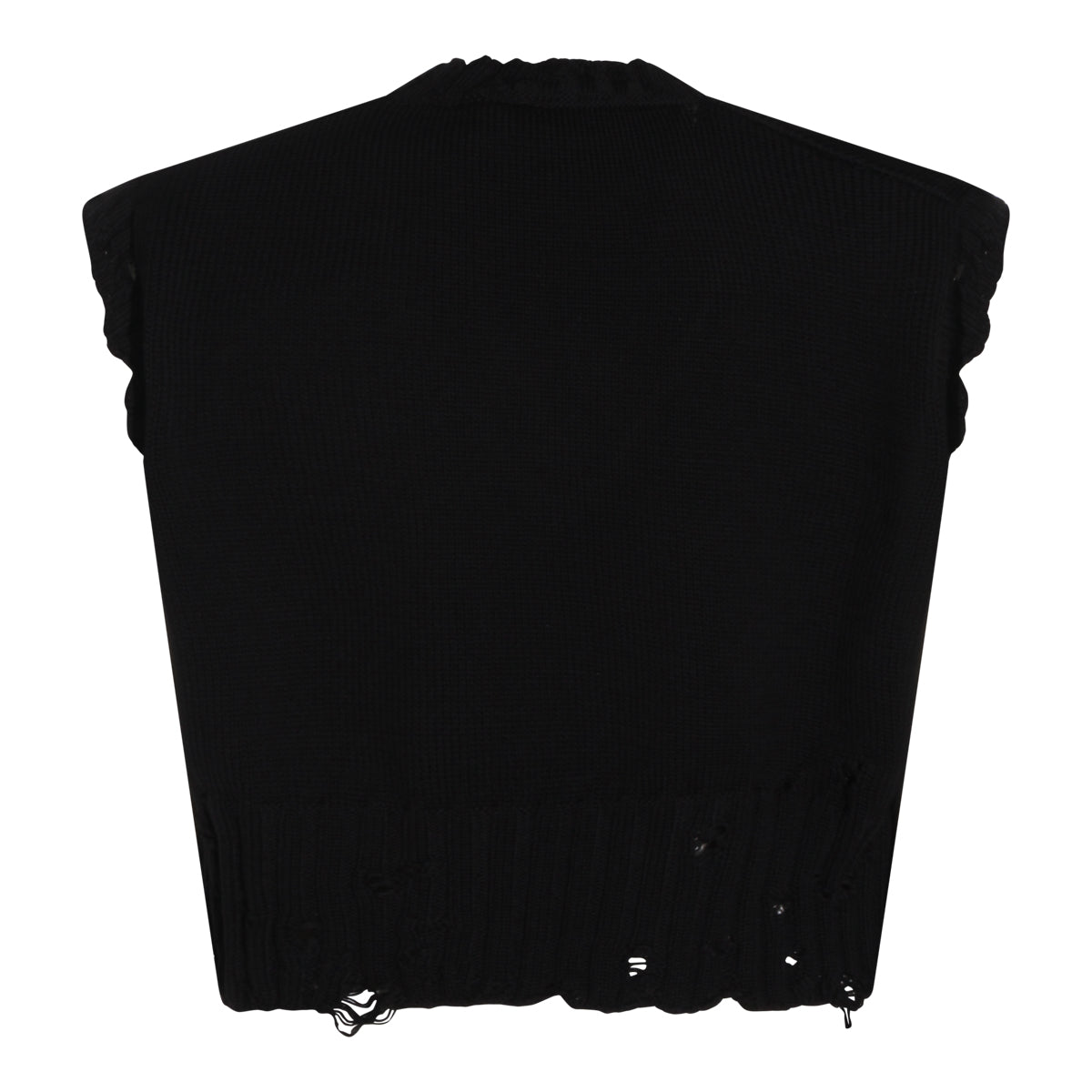 Sleeveless Cropped Black Cotton Knit Top