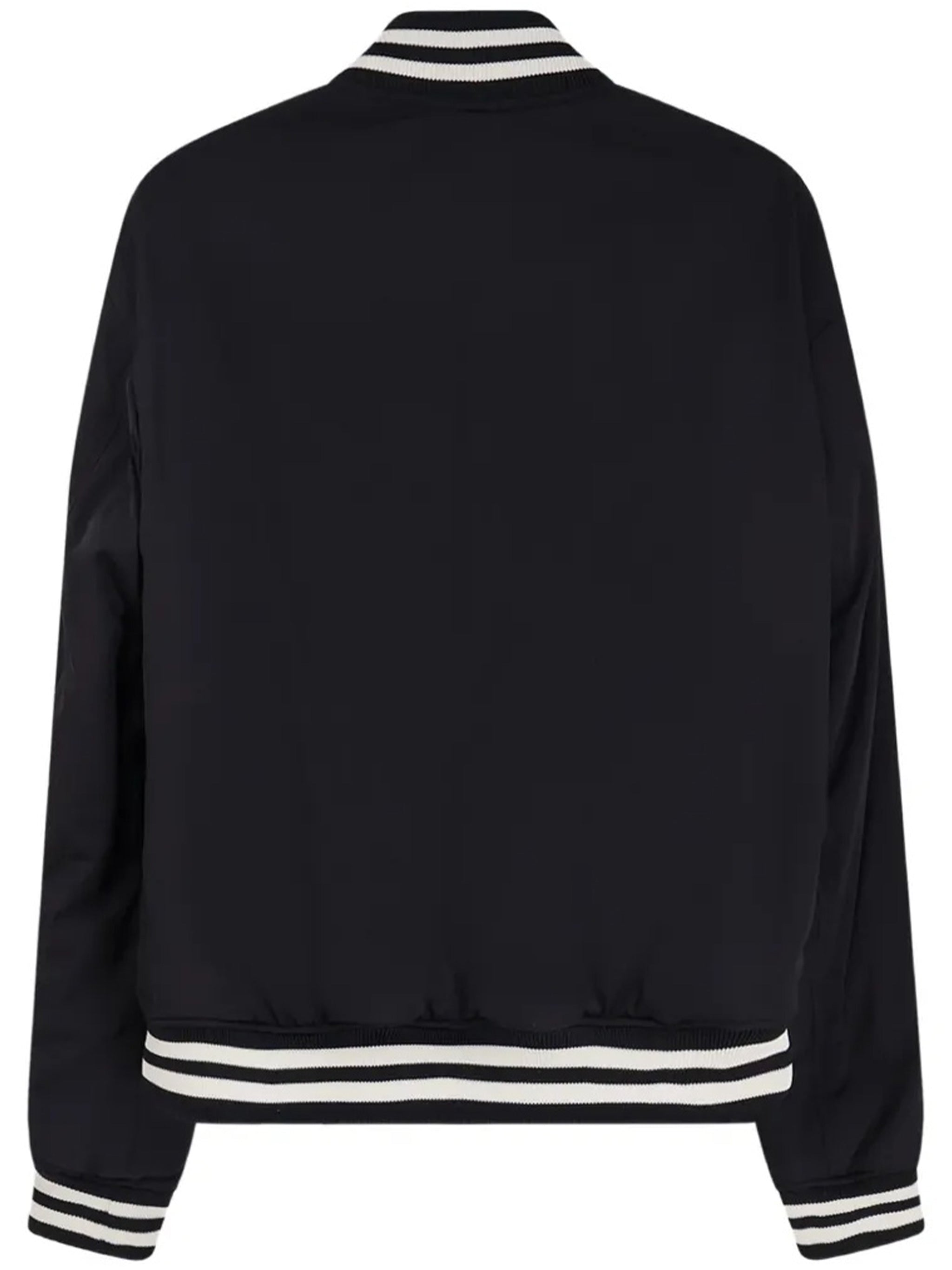 Black Blouson Ribbed Detail Bomber Jacket