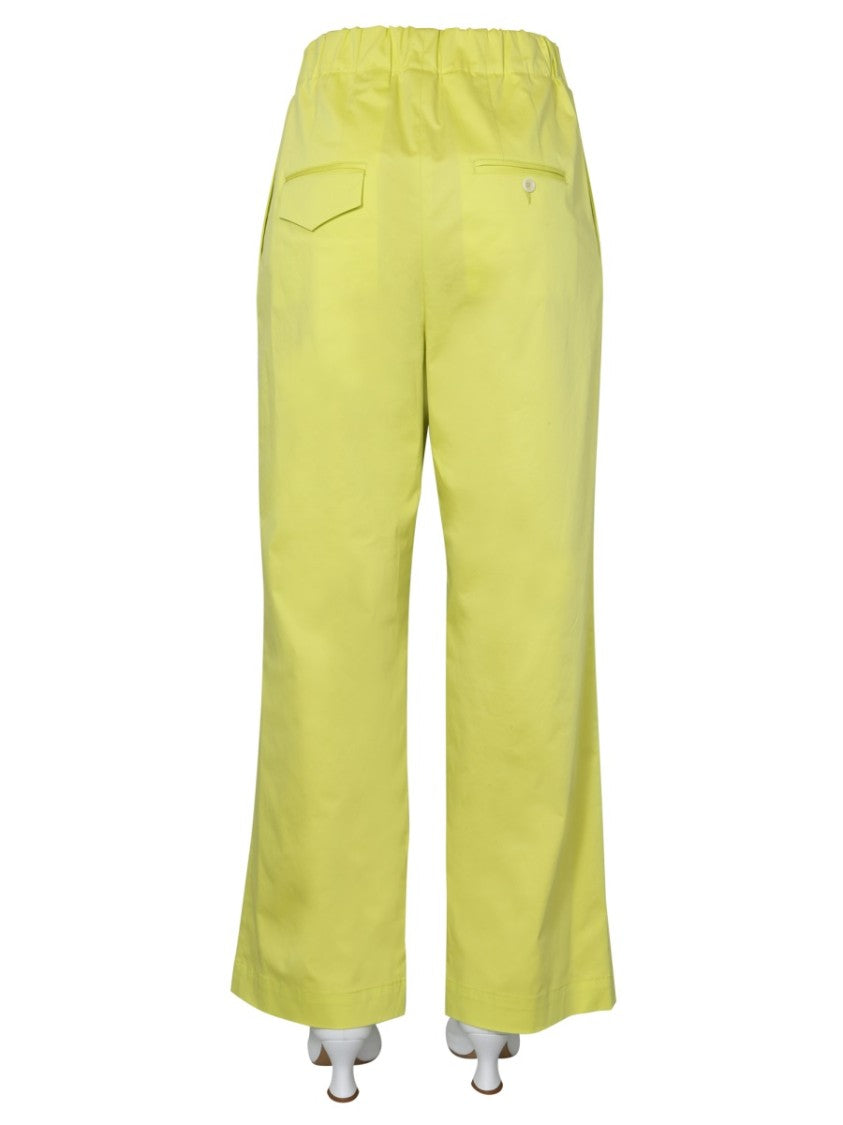 Green Wide Trousers With Elasticated Waistband