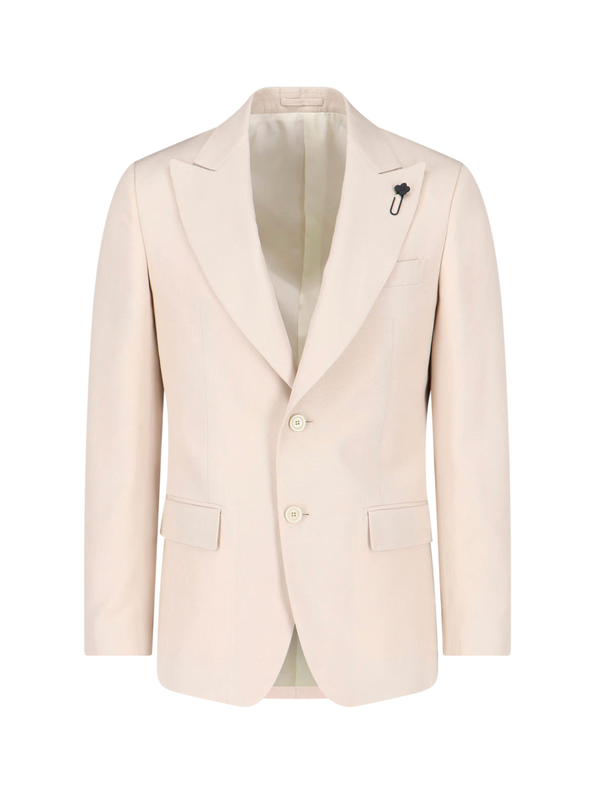 Cream Single-Breasted Viscose Blazer