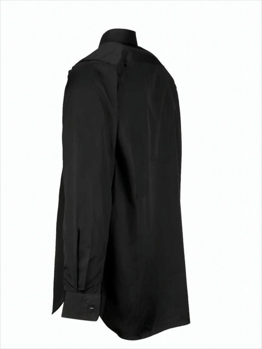 Long-Sleeve Black Shirt with Classic Collar