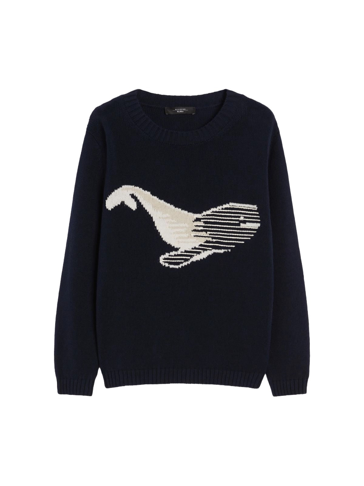 Navy Blue Knit Sweater With Abstract Pattern