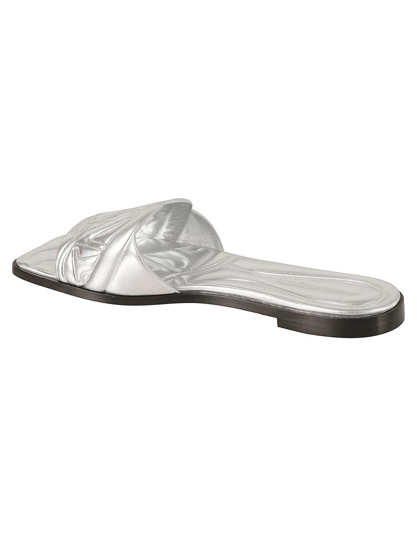 Silver Sandals With Draped Upper