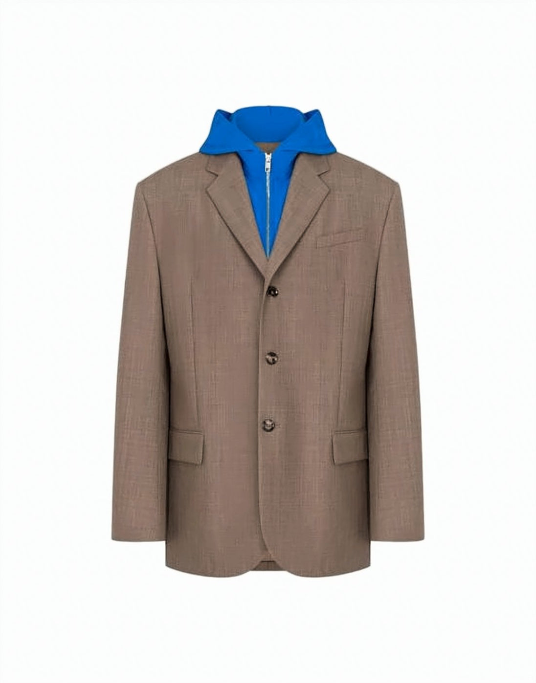 Structured Wool Blazer with Hooded Layering