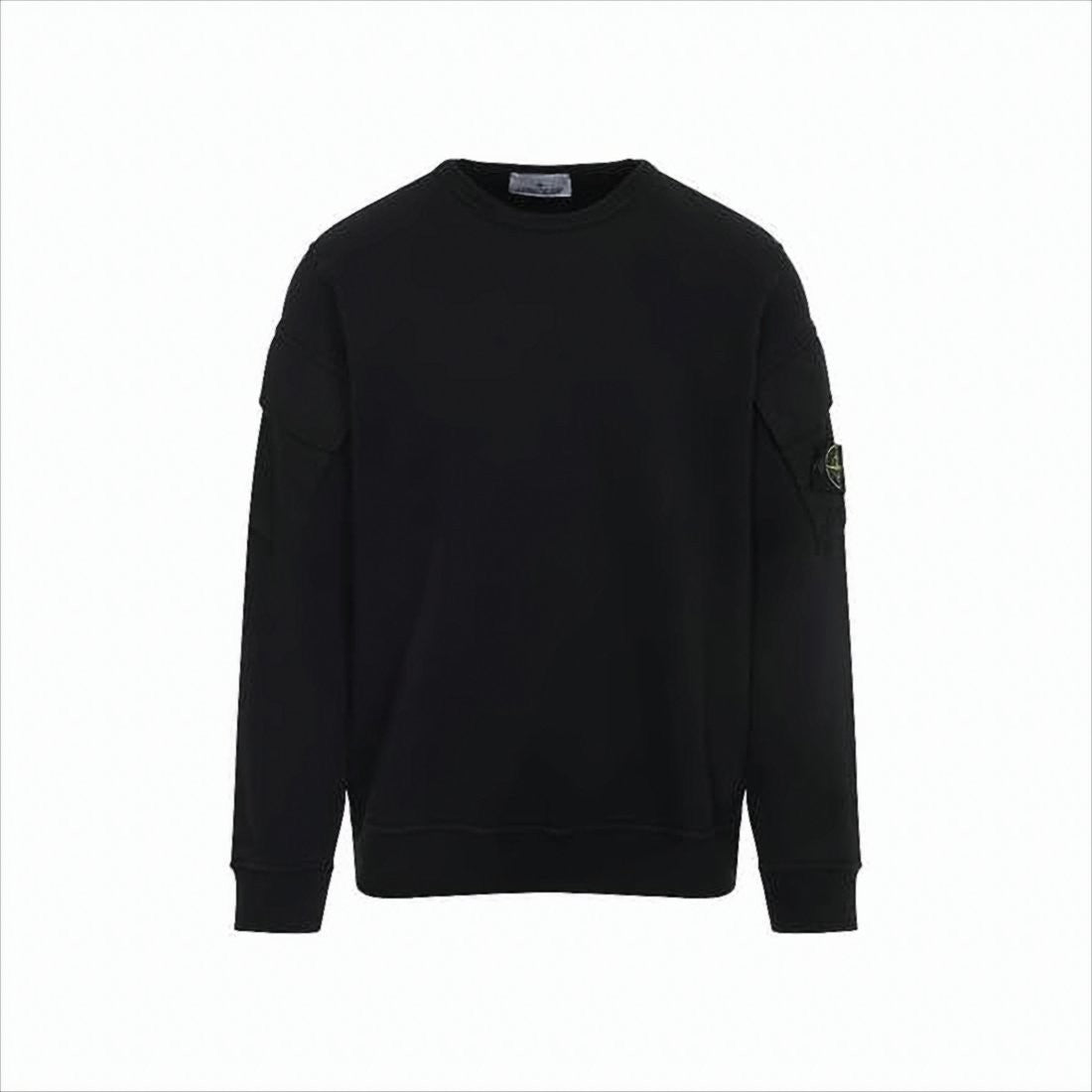 Minimalist Black Long-Sleeve Sweatshirt with Patch Logo
