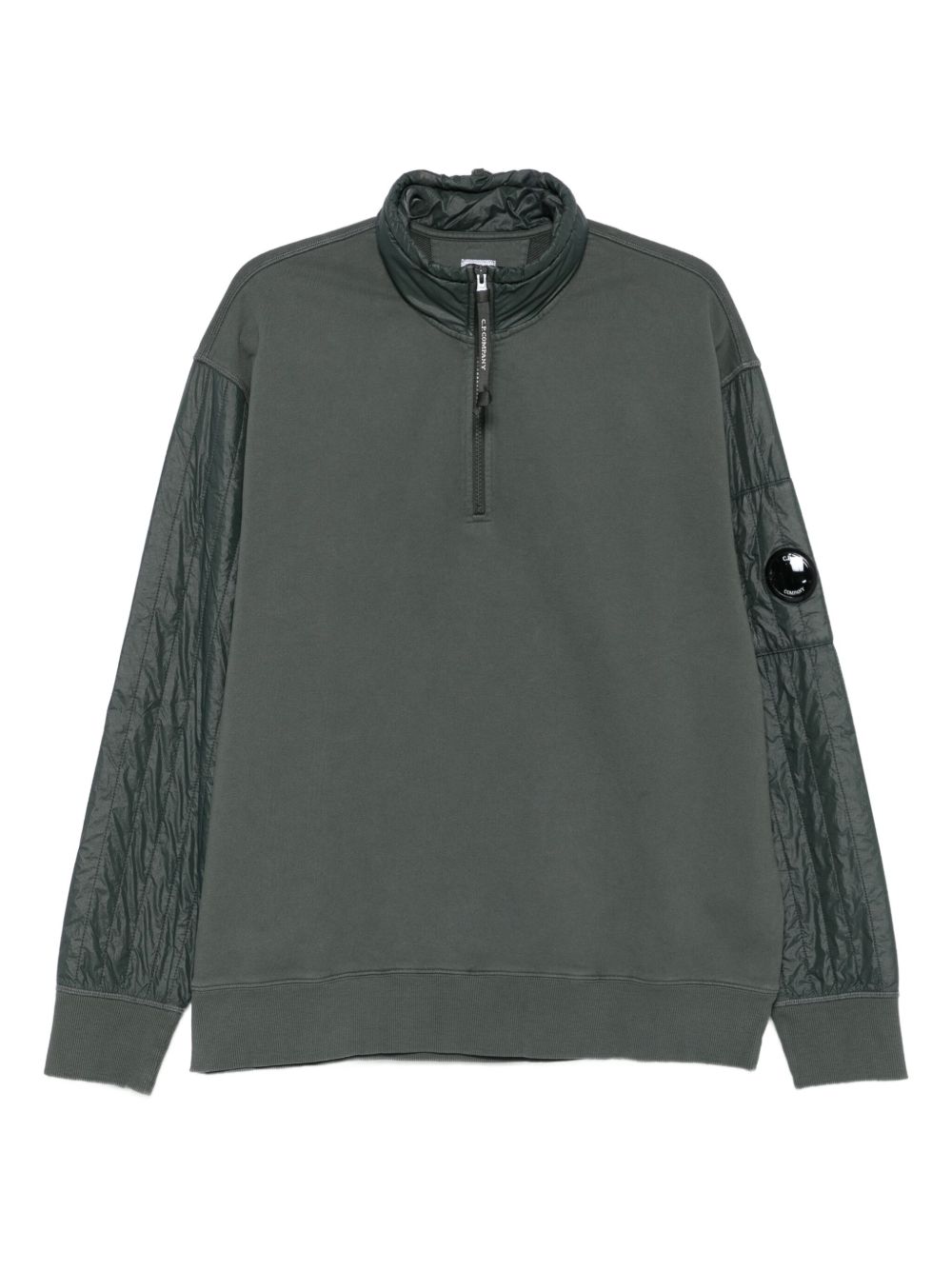 Diagonal Fleece and Quilted Nylon Sweatshirt