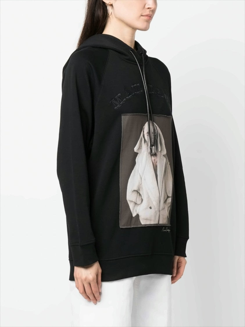 Graphic Black Cotton Hoodie