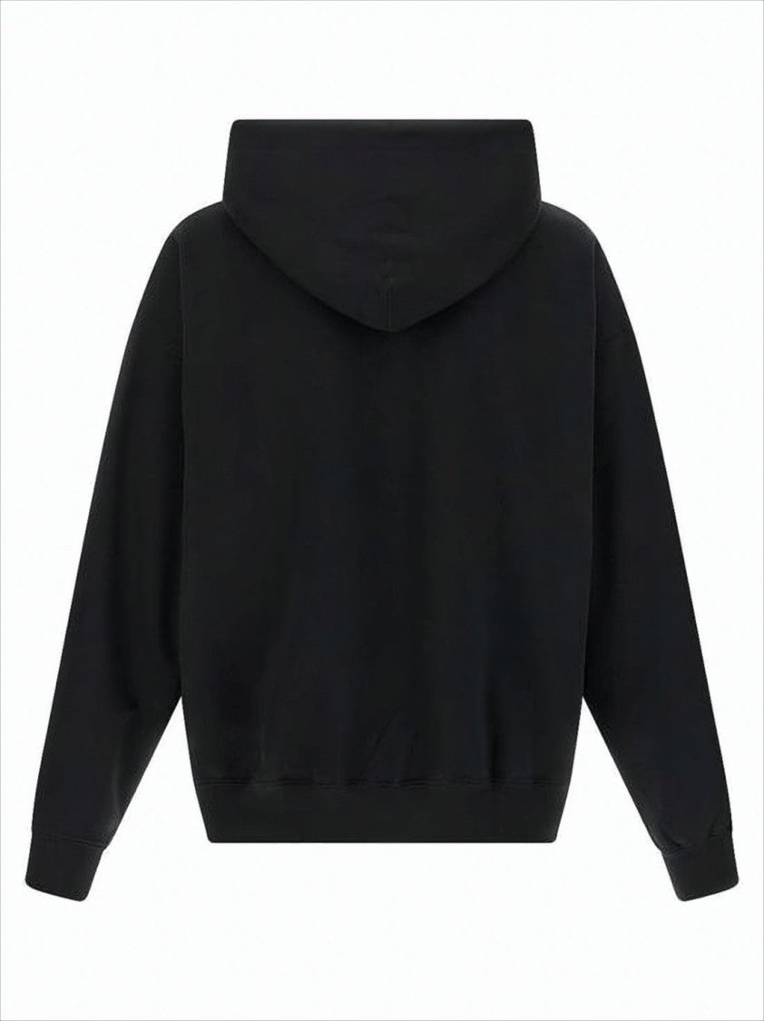 Relaxed Fit Black Hoodie with Drawstring