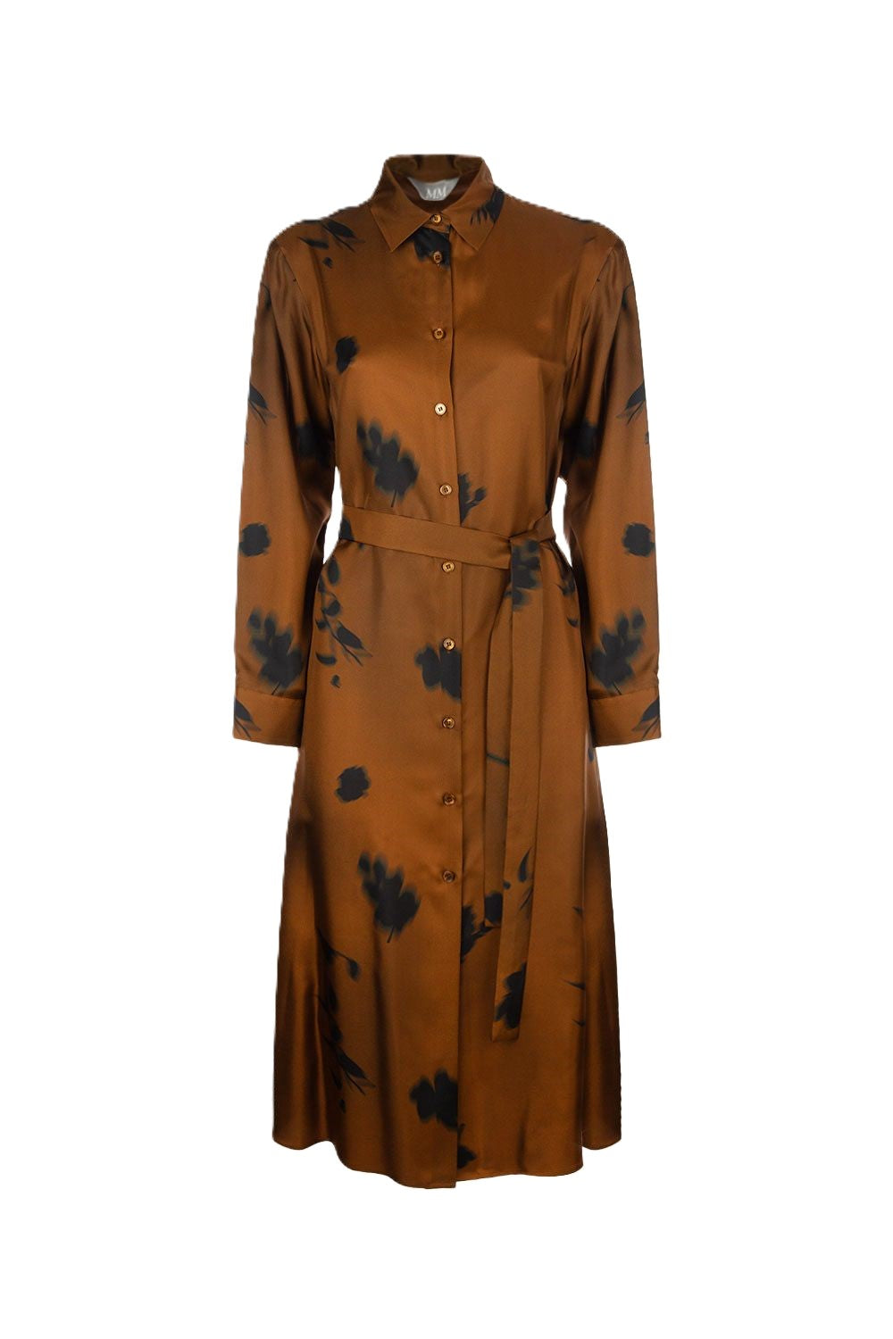 Silk Midi Dress With Classic Shirt Collar