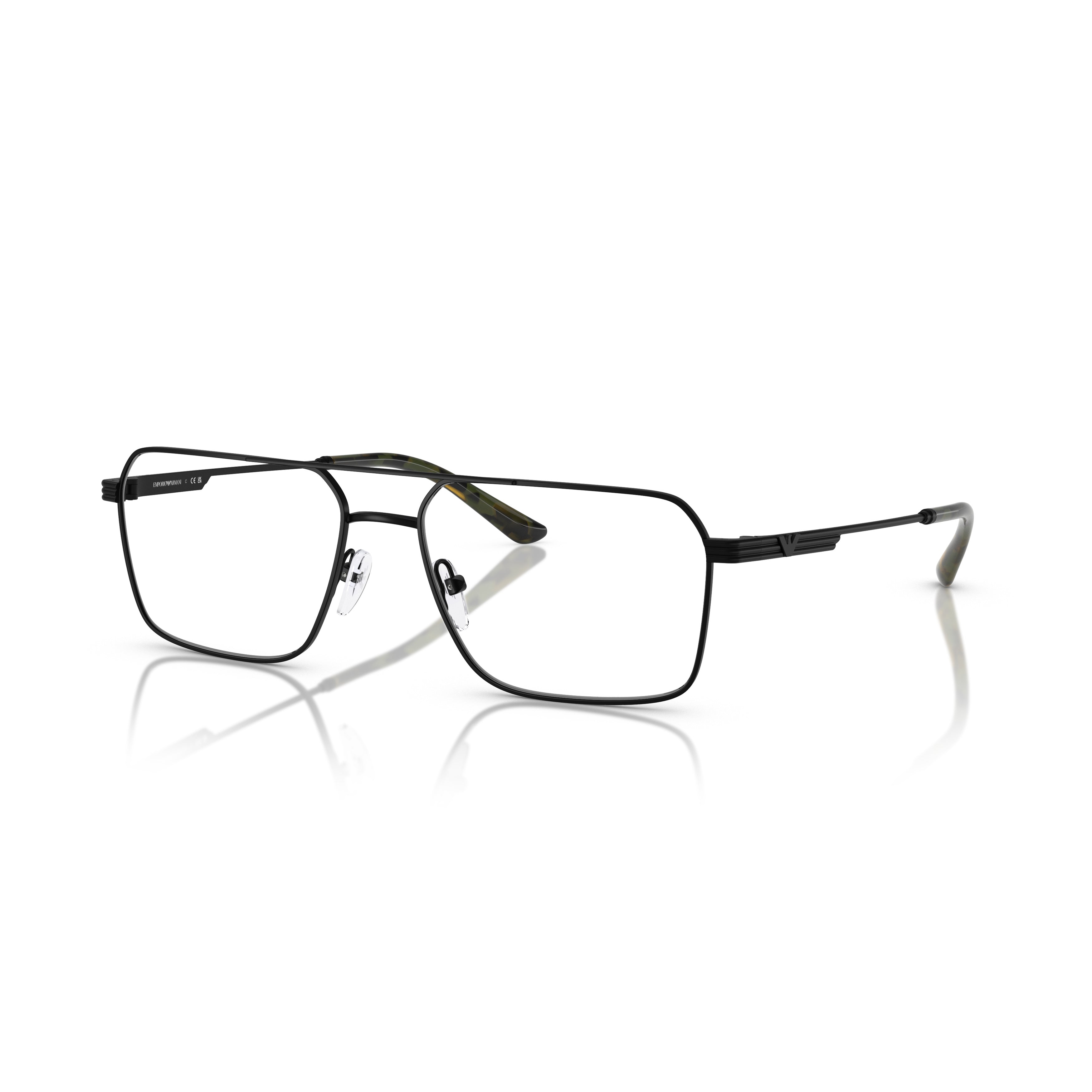 0ea1166 Rectangular Black Metal Frame Eyeglasses with Tortoiseshell Detail
